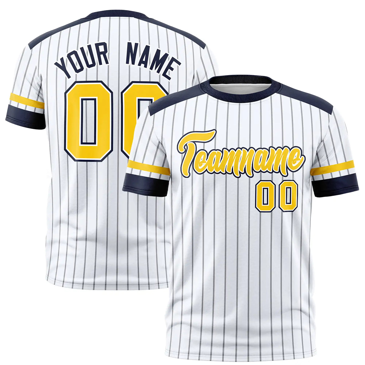 Custom White Gray-Navy Pinstripe Pattern Design Performance T-Shirt