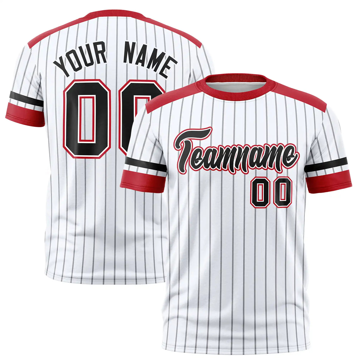 Custom White Gray-Red Pinstripe Pattern Design Performance T-Shirt