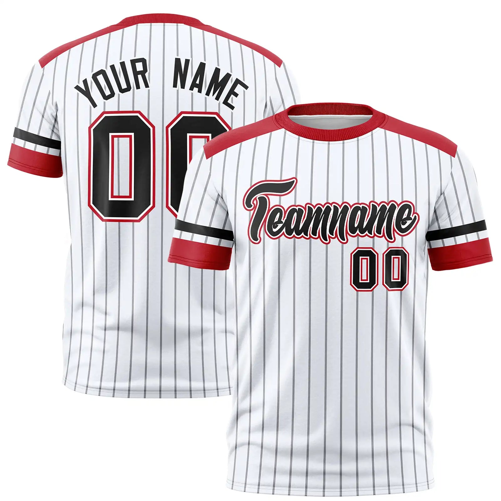 Custom White Gray-Red Pinstripe Pattern Design Performance T-Shirt