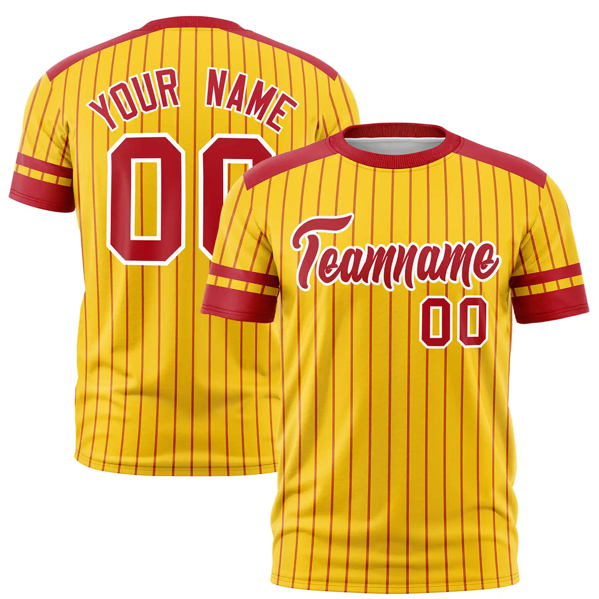 Custom Gold01 Red-White Pinstripe Pattern Design Performance T-Shirt