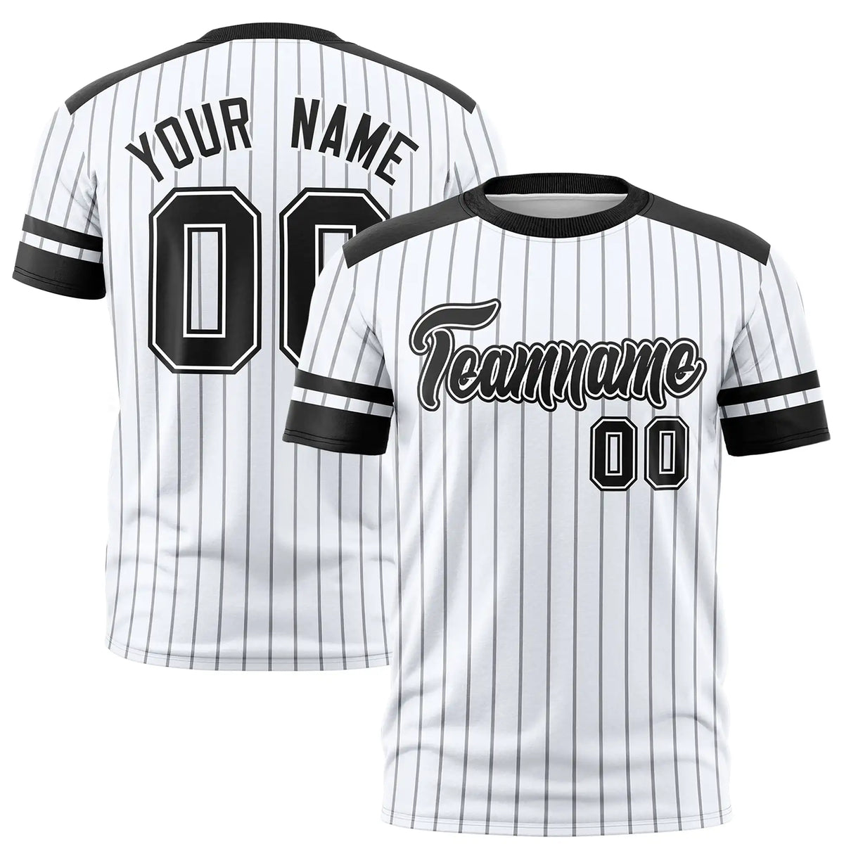 Custom White Gray-Black Pinstripe Pattern Design Performance T-Shirt