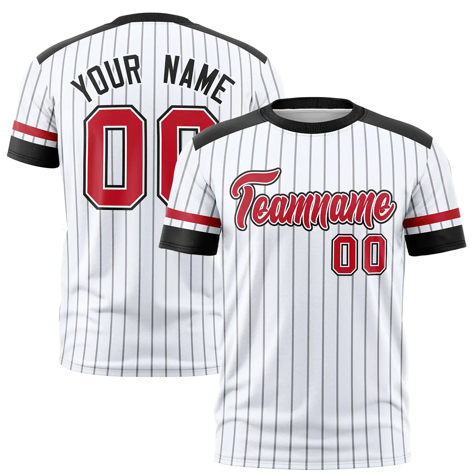 Custom White Gray-Black Pinstripe Pattern Design Performance T-Shirt