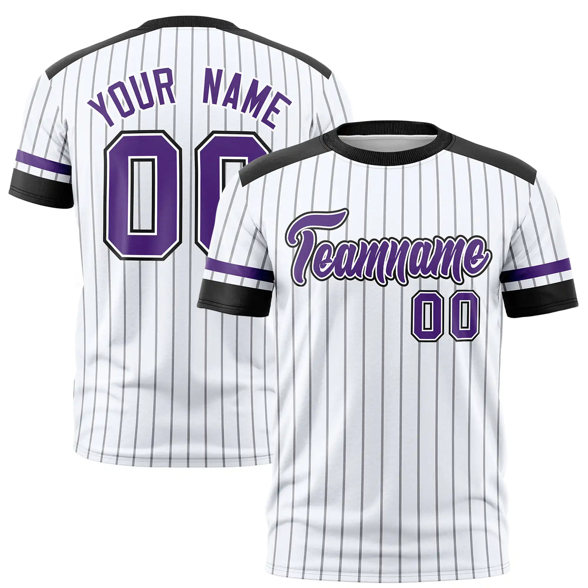 Custom White Black-Purple Pinstripe Pattern Design Performance T-Shirt