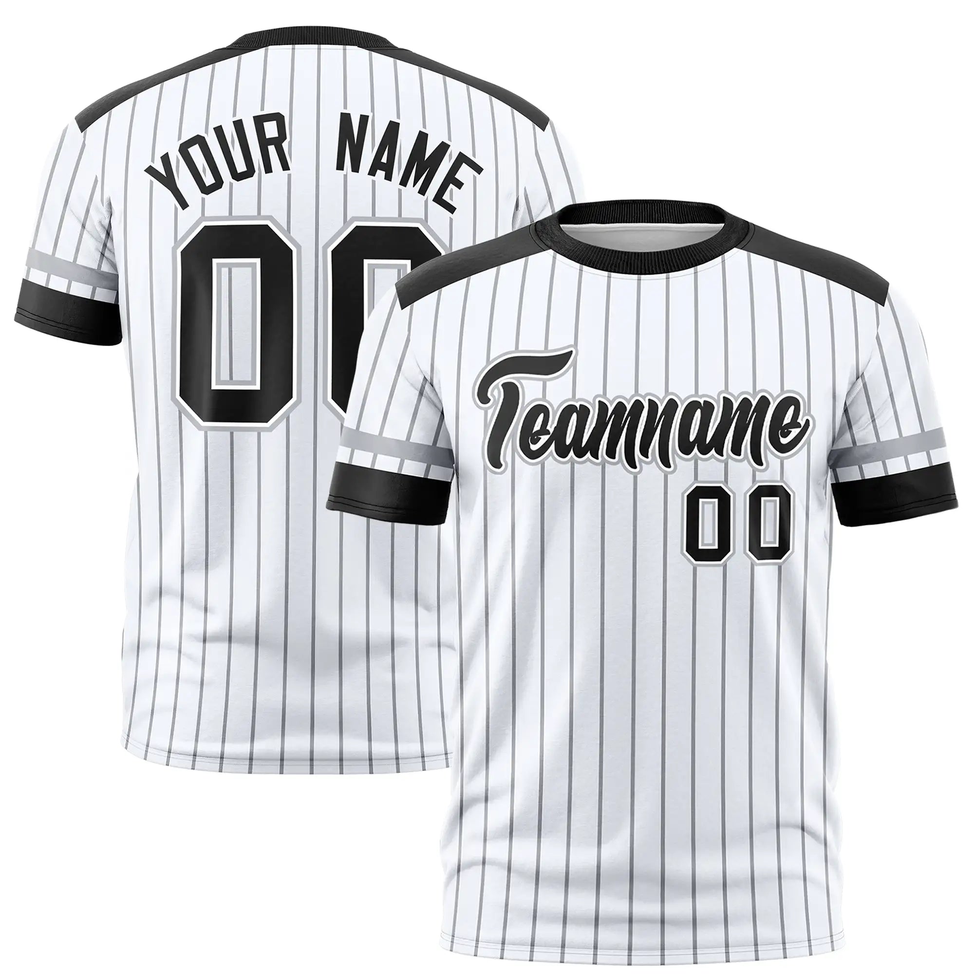 Custom White Black-Gray Pinstripe Pattern Design Performance T-Shirt