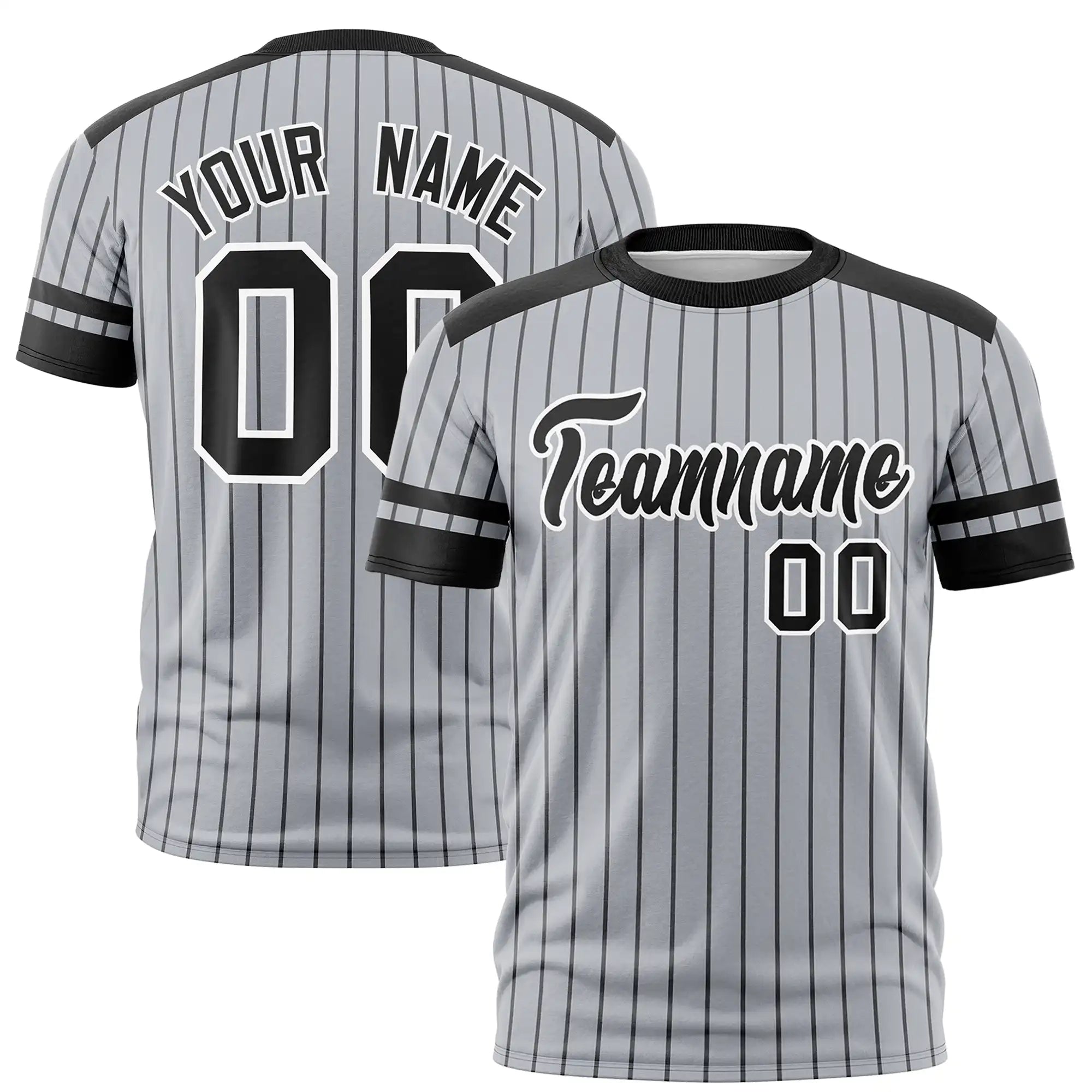 Custom Gray Black-White Pinstripe Pattern Design Performance T-Shirt