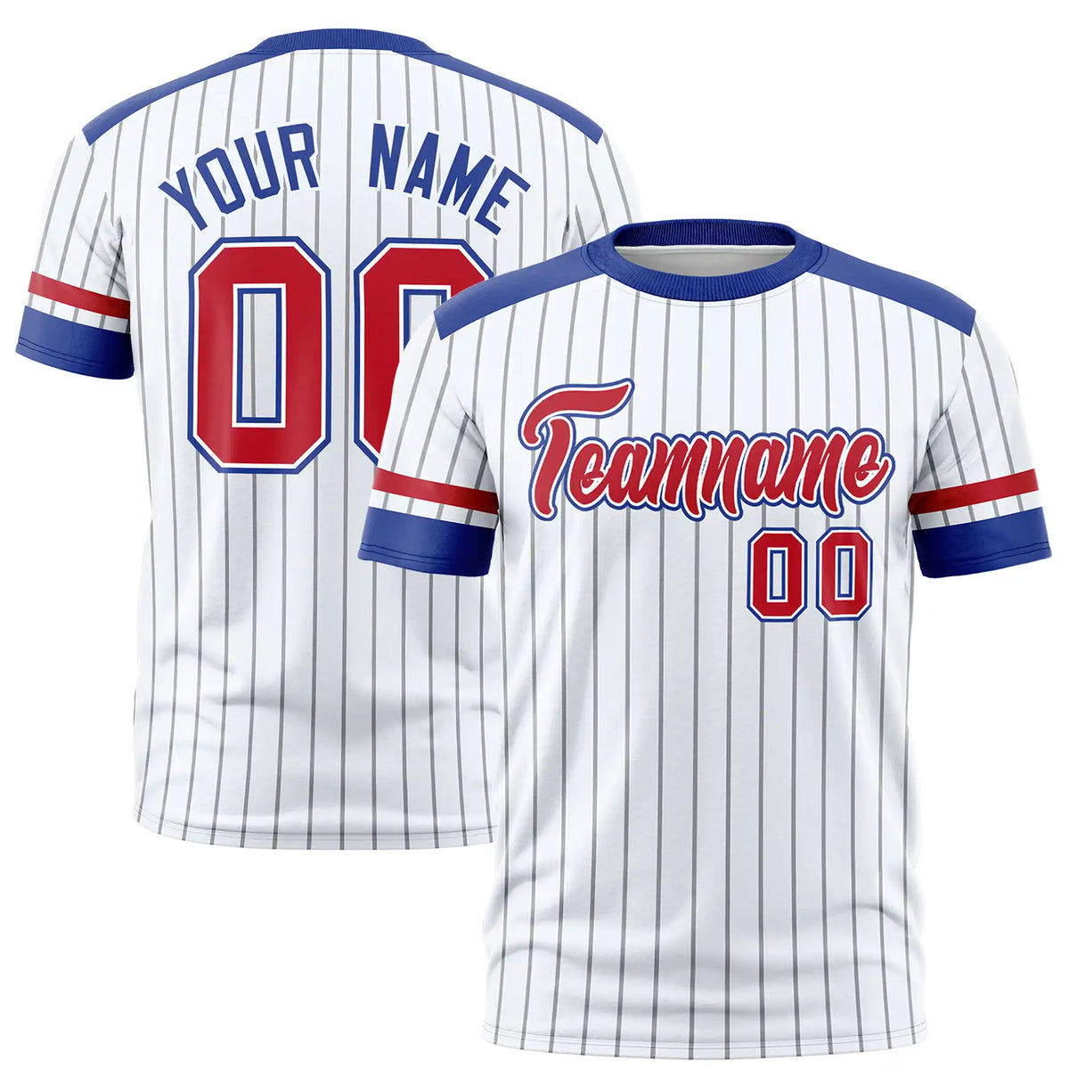 Custom White Black-Red Pinstripe Pattern Design Performance T-Shirt