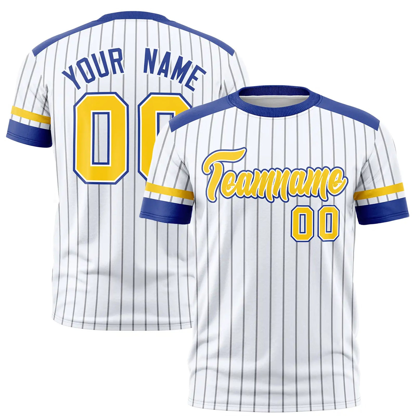 Custom White Black-Gold01 Pinstripe Pattern Design Performance T-Shirt