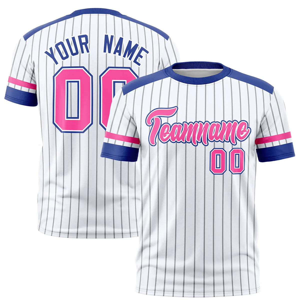 Custom White Black-Pink Pinstripe Pattern Design Performance T-Shirt