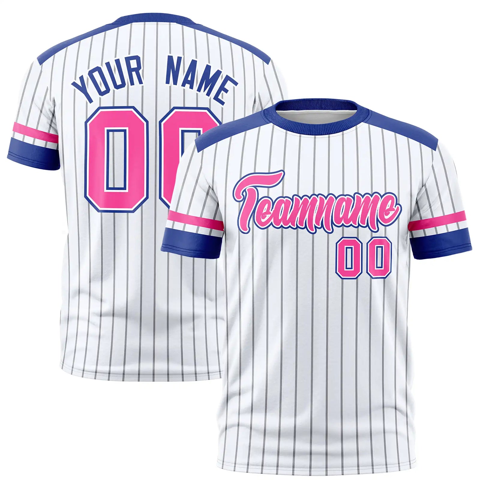 Custom White Black-Pink Pinstripe Pattern Design Performance T-Shirt