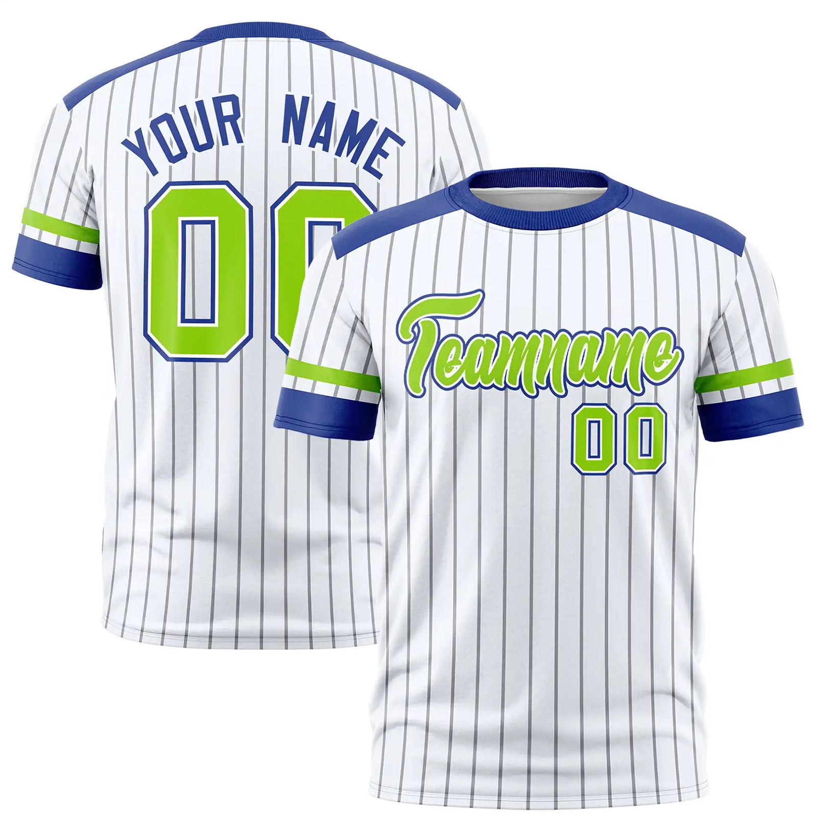 Custom White Black-Neon Green Pinstripe Pattern Design Performance T-Shirt