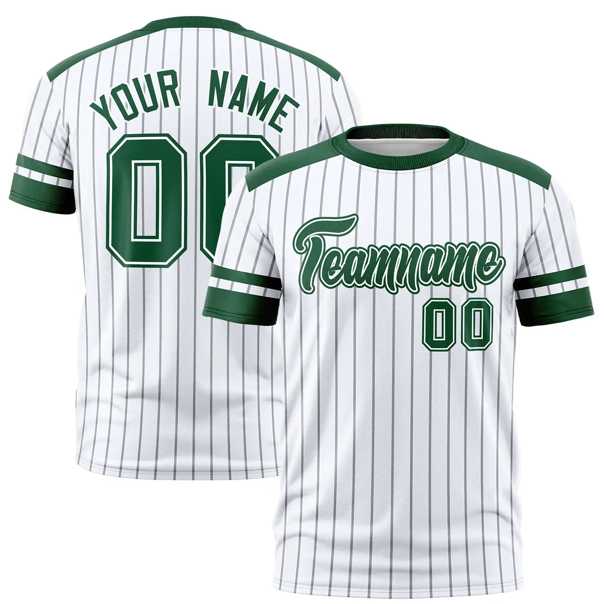 Custom White Black-Green Pinstripe Pattern Design Performance T-Shirt