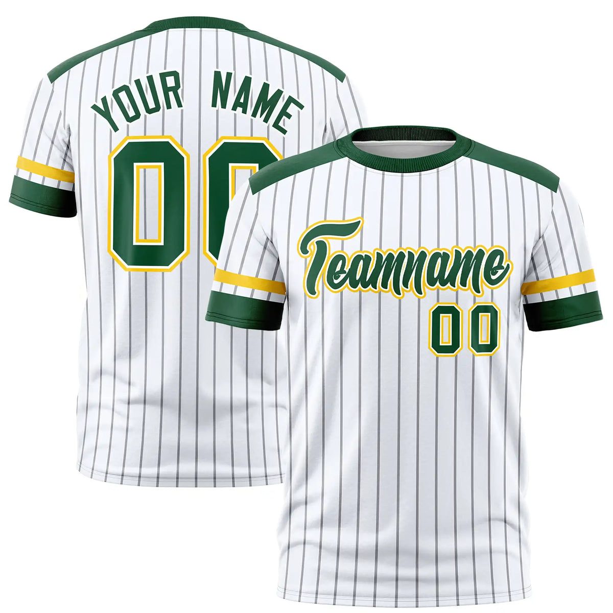 Custom White Black-Green Pinstripe Pattern Design Performance T-Shirt