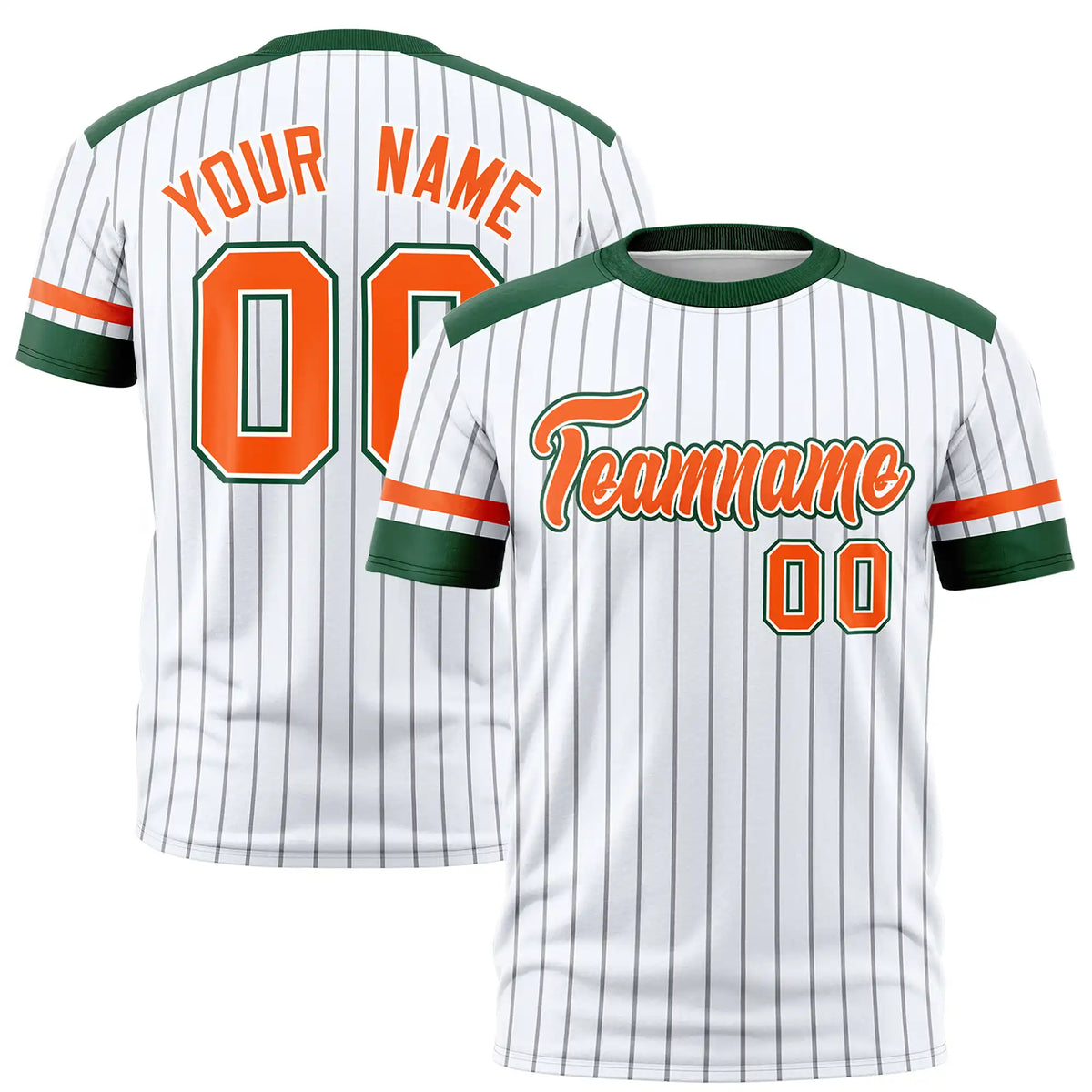 Custom White Black-Orange Pinstripe Pattern Design Performance T-Shirt