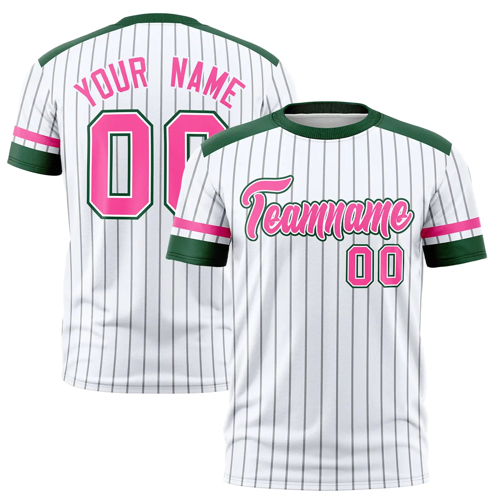 Custom White Black-Pink Pinstripe Pattern Design Performance T-Shirt