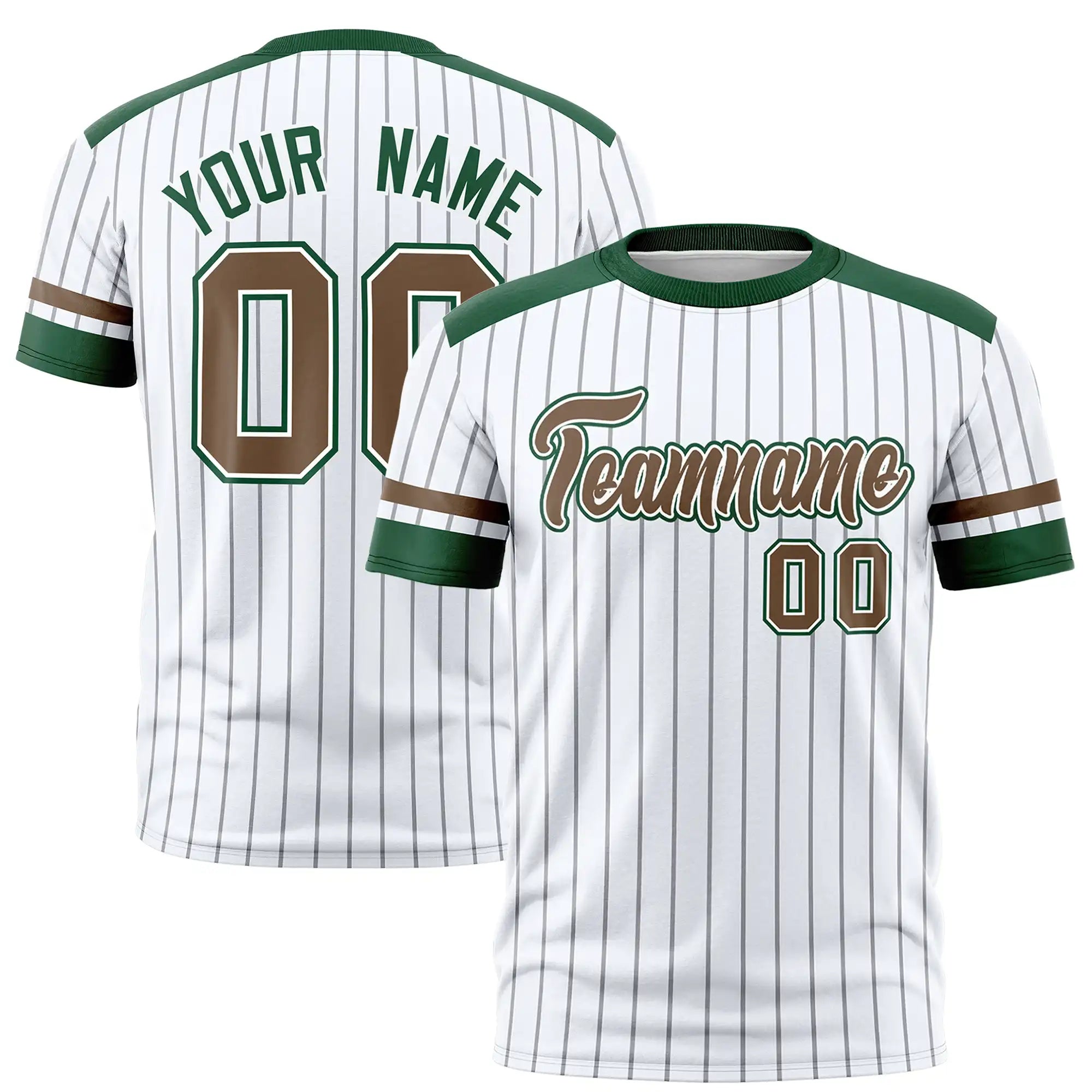 Custom White Black-Brown Pinstripe Pattern Design Performance T-Shirt