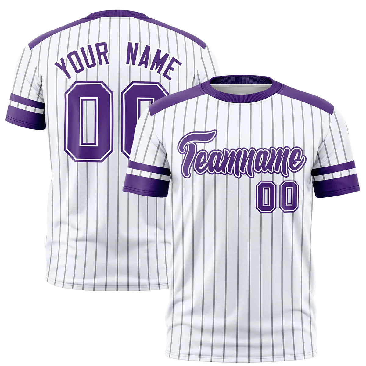 Custom White Black-Purple Pinstripe Pattern Design Performance T-Shirt