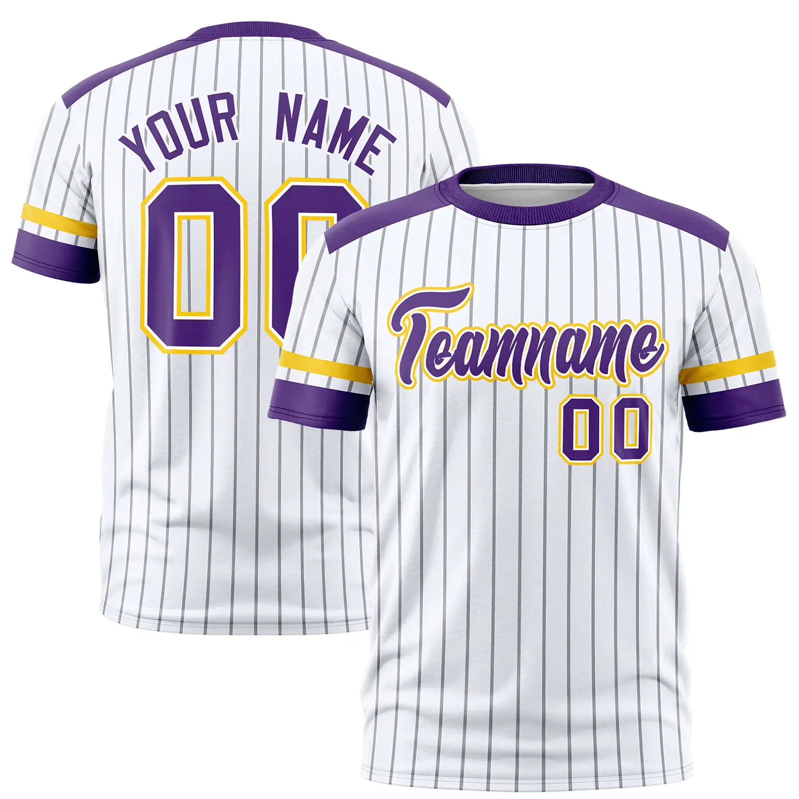 Custom White Black-Purple Pinstripe Pattern Design Performance T-Shirt