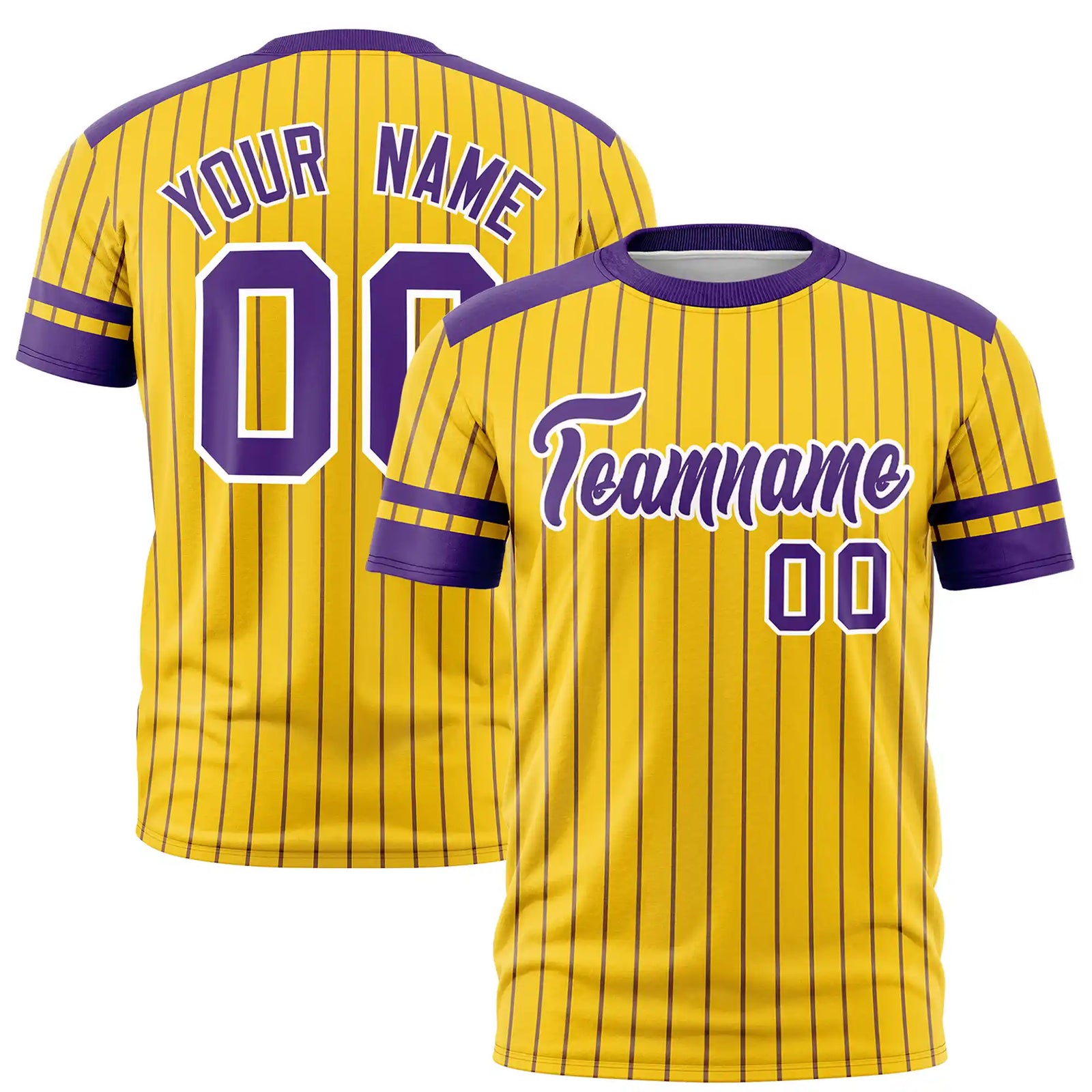Custom Gold01 Purple-White Pinstripe Pattern Design Performance T-Shirt