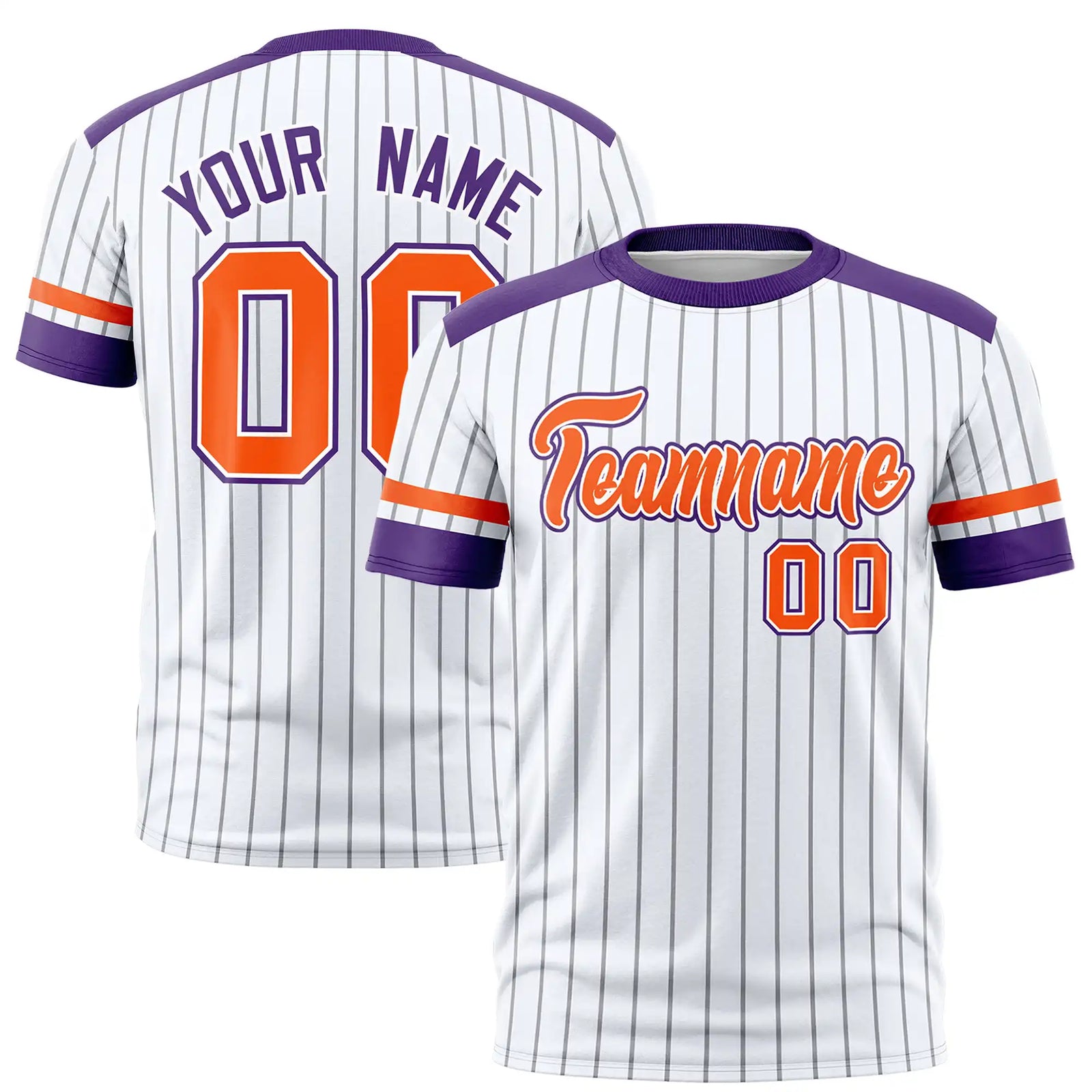 Custom White Black-Orange Pinstripe Pattern Design Performance T-Shirt