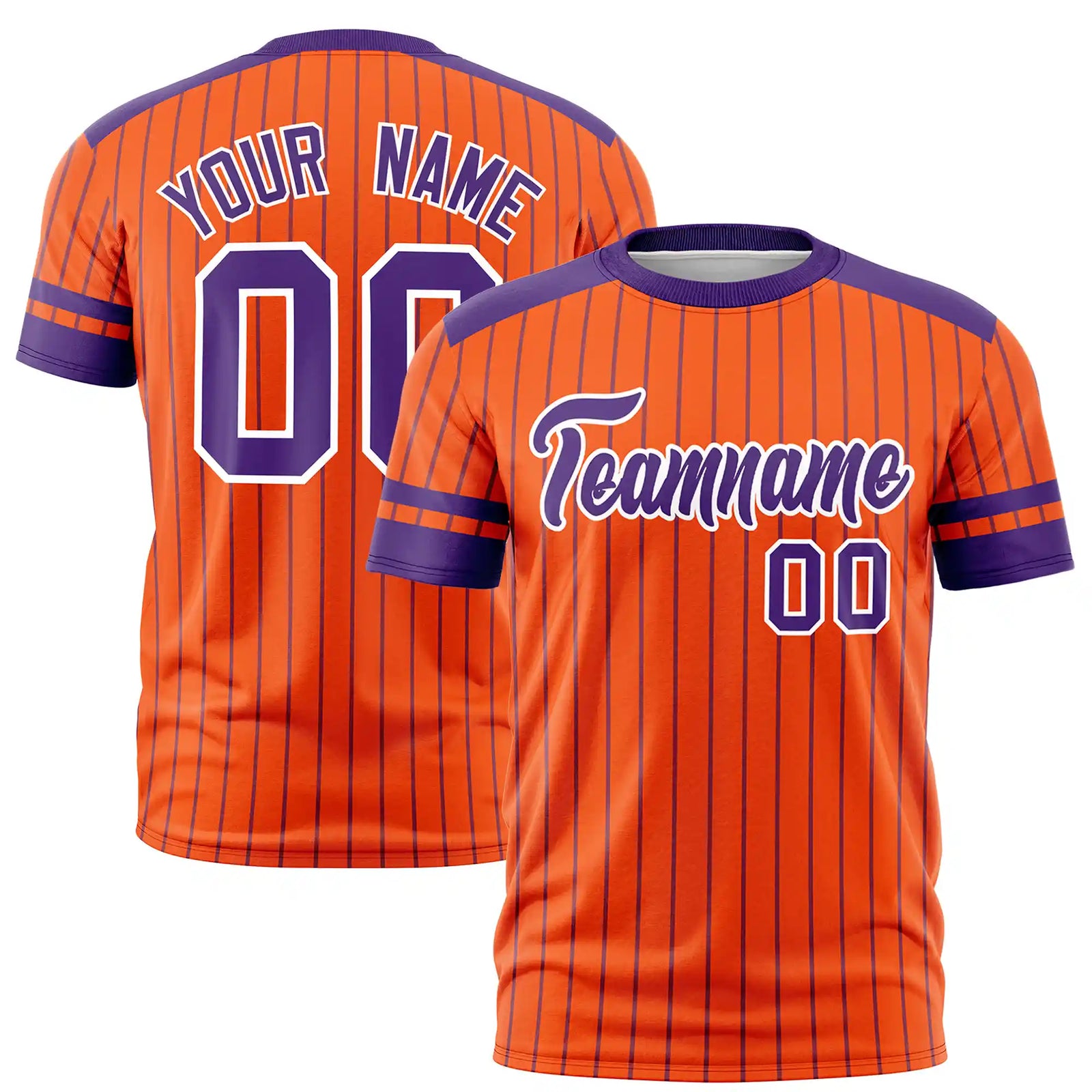 Custom Orange Purple-White Pinstripe Pattern Design Performance T-Shirt