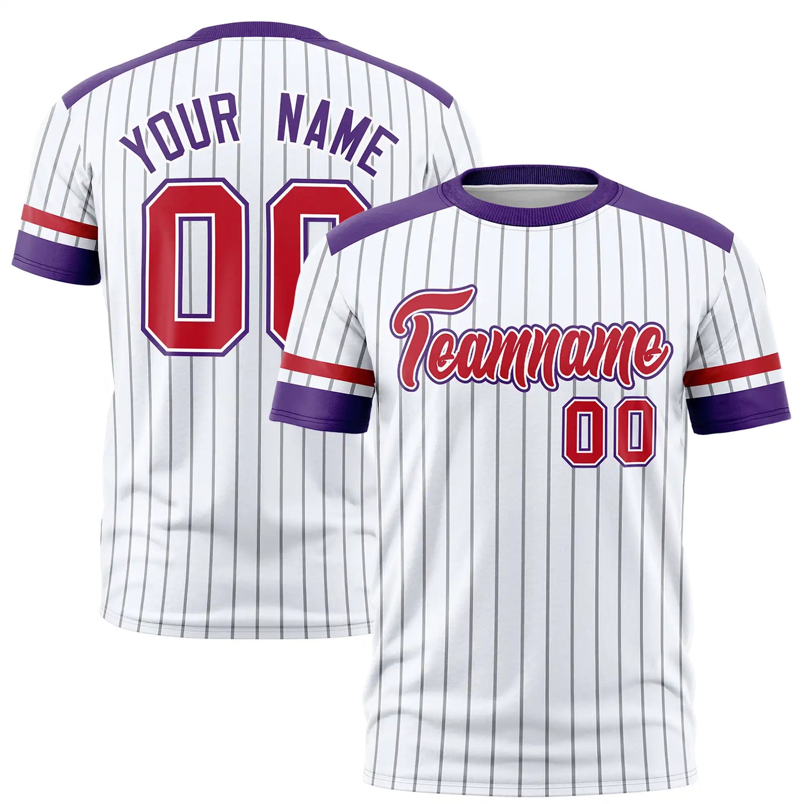 Custom White Black-Red Pinstripe Pattern Design Performance T-Shirt