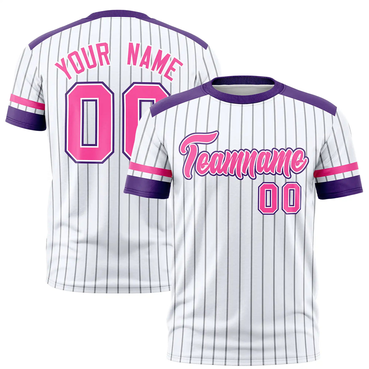 Custom White Black-Purple Pinstripe Pattern Design Performance T-Shirt