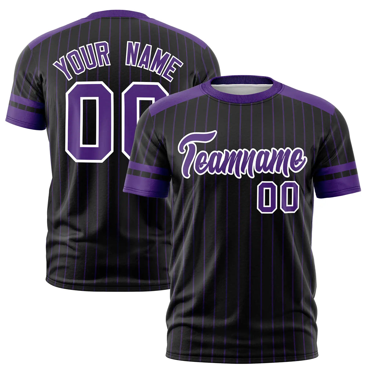 Custom Black Purple-White Pinstripe Pattern Design Performance T-Shirt