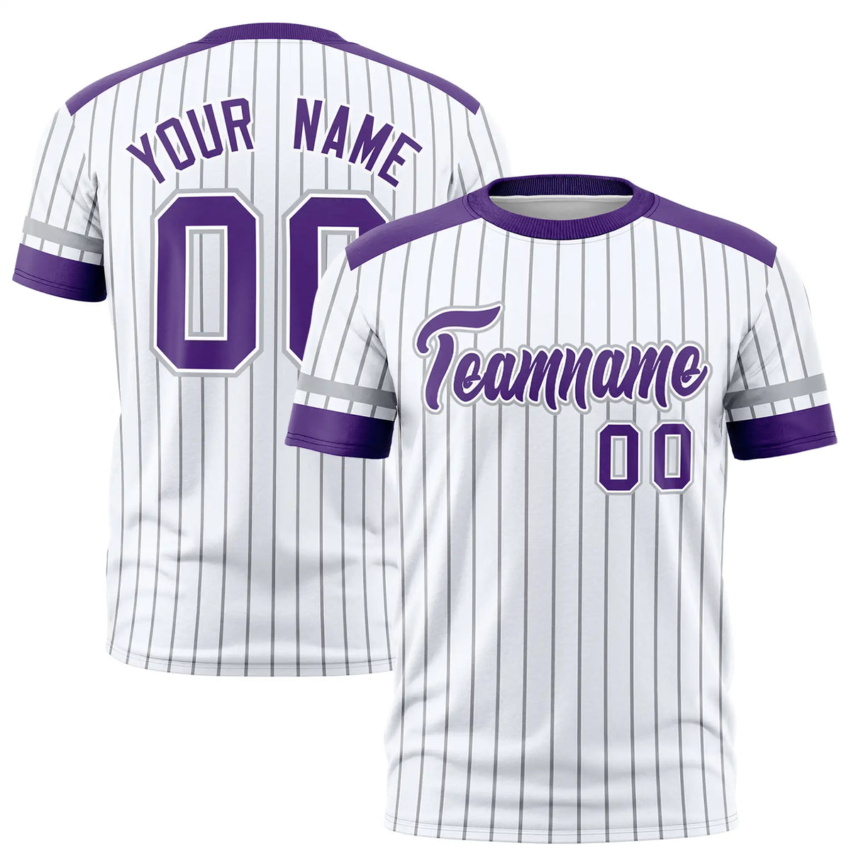 Custom White Black-Purple Pinstripe Pattern Design Performance T-Shirt