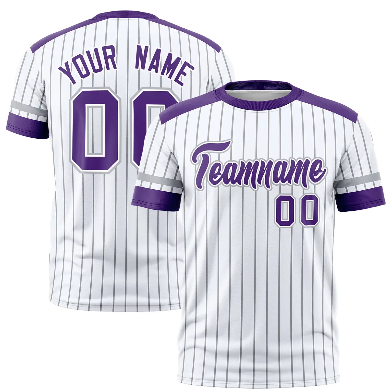 Custom White Black-Purple Pinstripe Pattern Design Performance T-Shirt