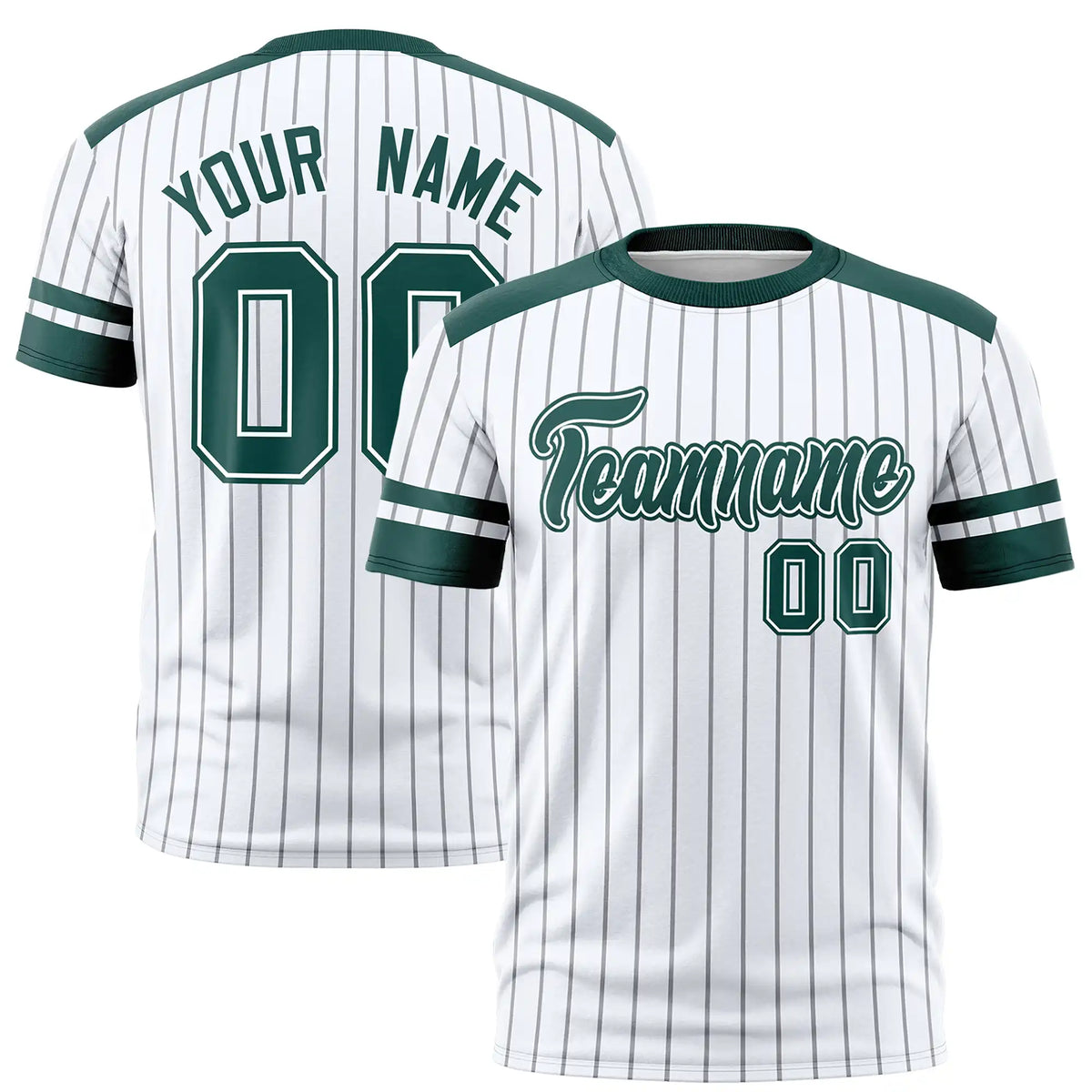 Custom White Black-Green Pinstripe Pattern Design Performance T-Shirt