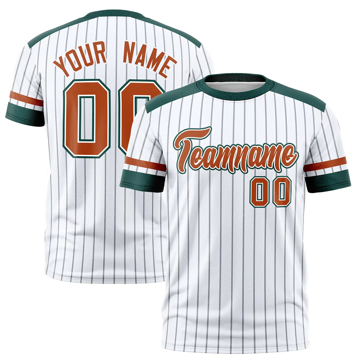 Custom White Black-Orange Pinstripe Pattern Design Performance T-Shirt