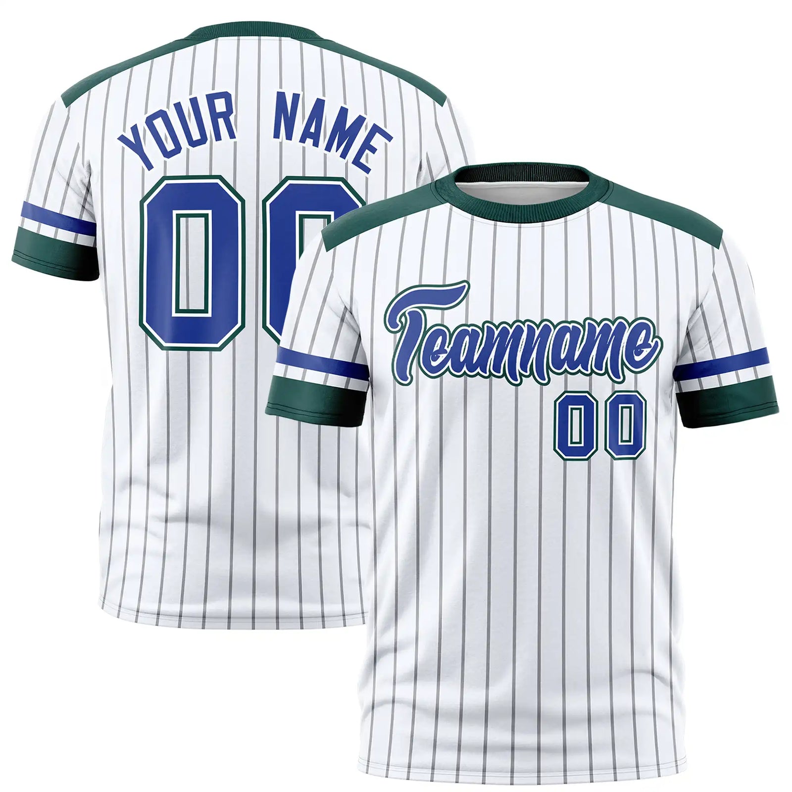 Custom White Black-Royal Blue Pinstripe Pattern Design Performance T-Shirt