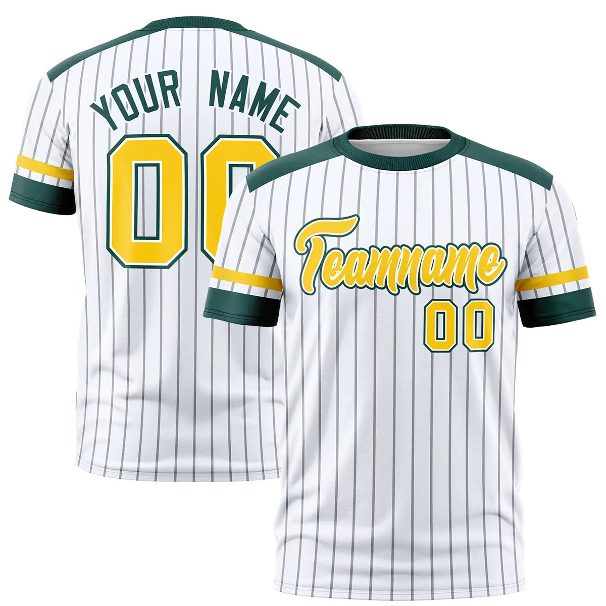 Custom White Black-Gold01 Pinstripe Pattern Design Performance T-Shirt