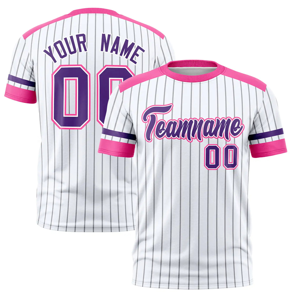 Custom White Gray-Pink Pinstripe Pattern Design Performance T-Shirt