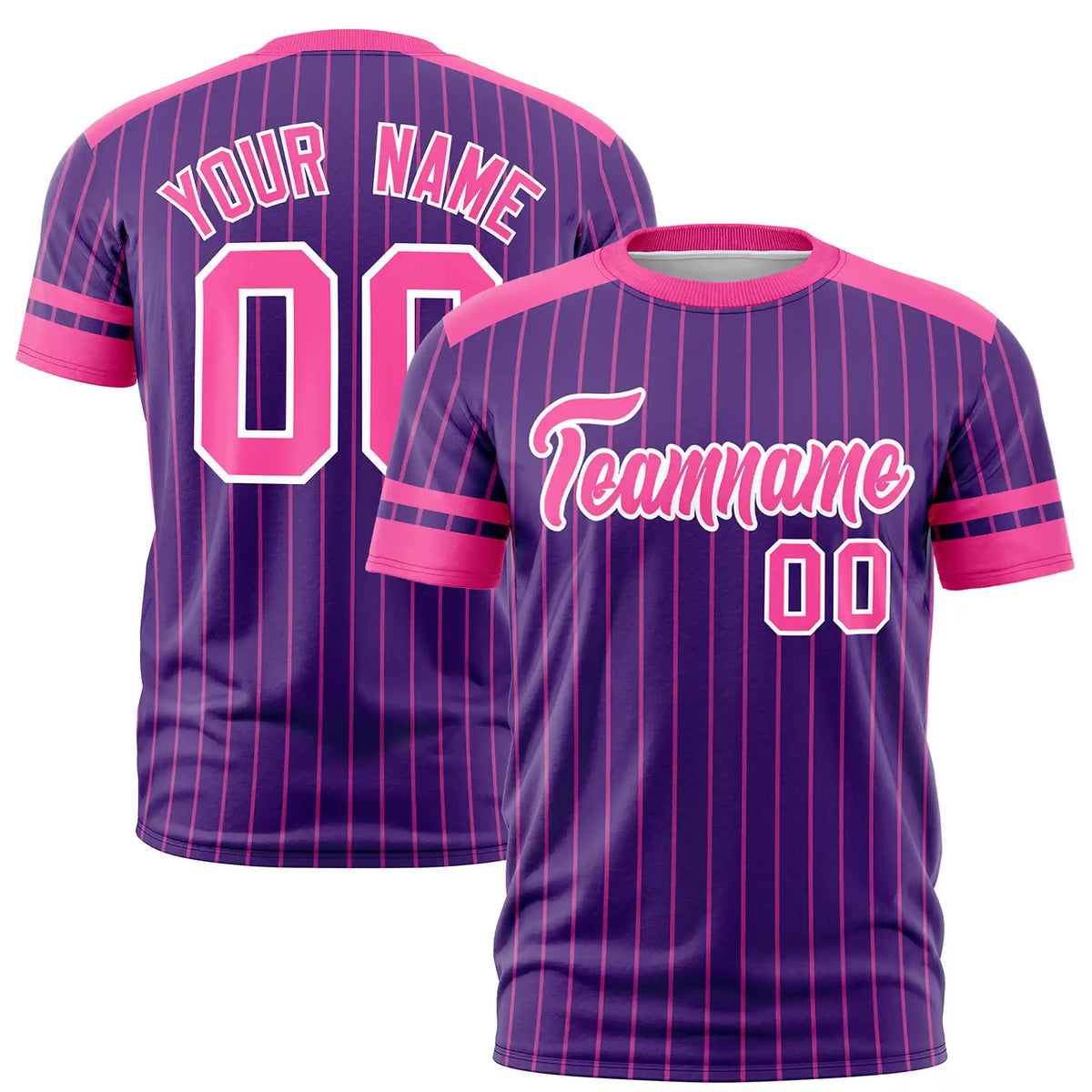Custom Purple Pink-Pink Pinstripe Pattern Design Performance T-Shirt