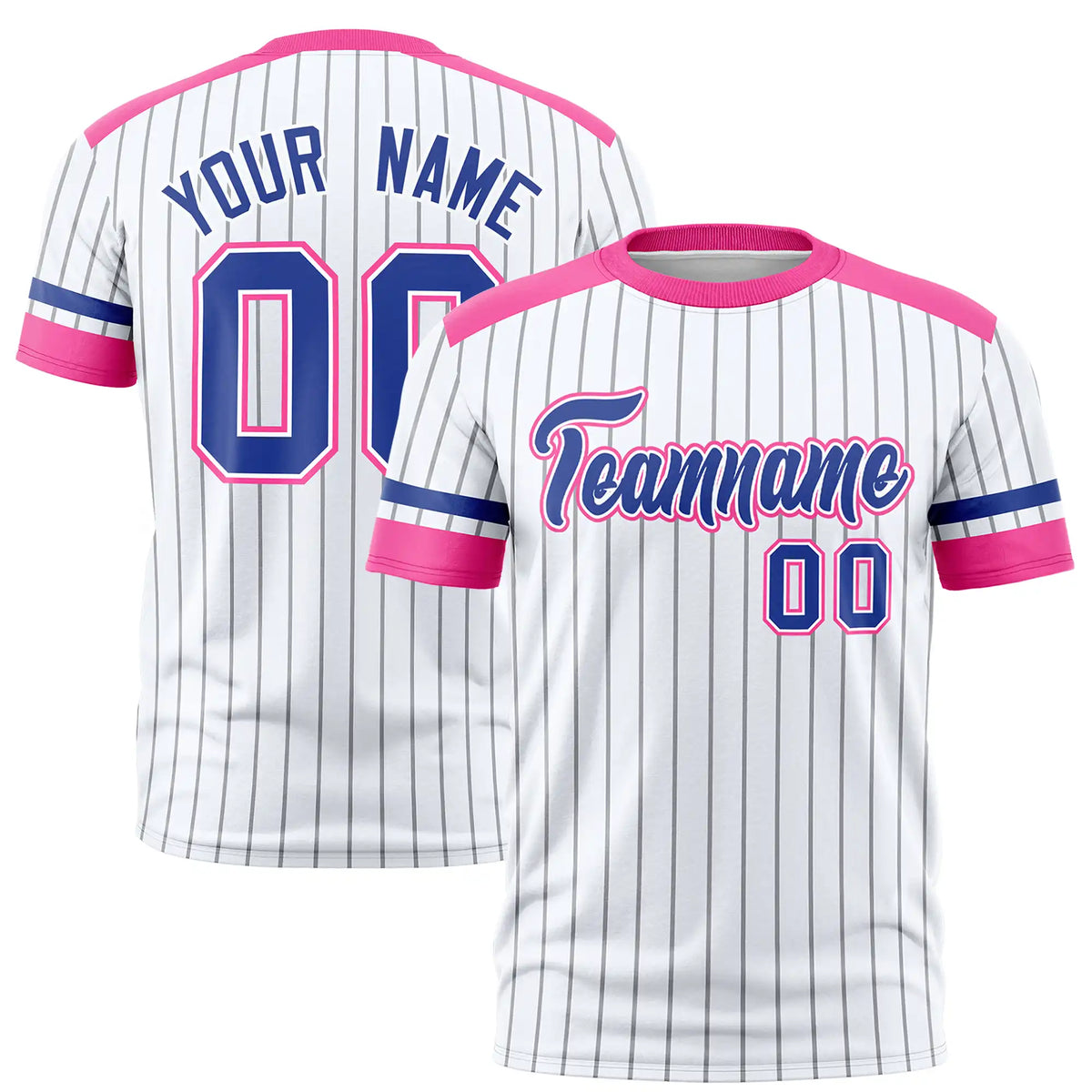 Custom White Gray-Pink Pinstripe Pattern Design Performance T-Shirt