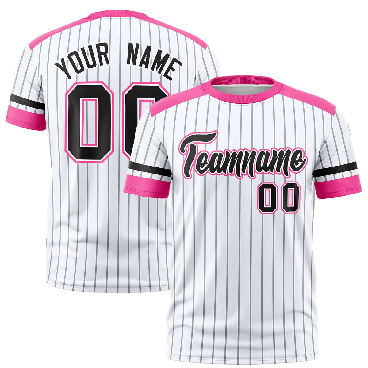 Custom White Gray-Pink Pinstripe Pattern Design Performance T-Shirt