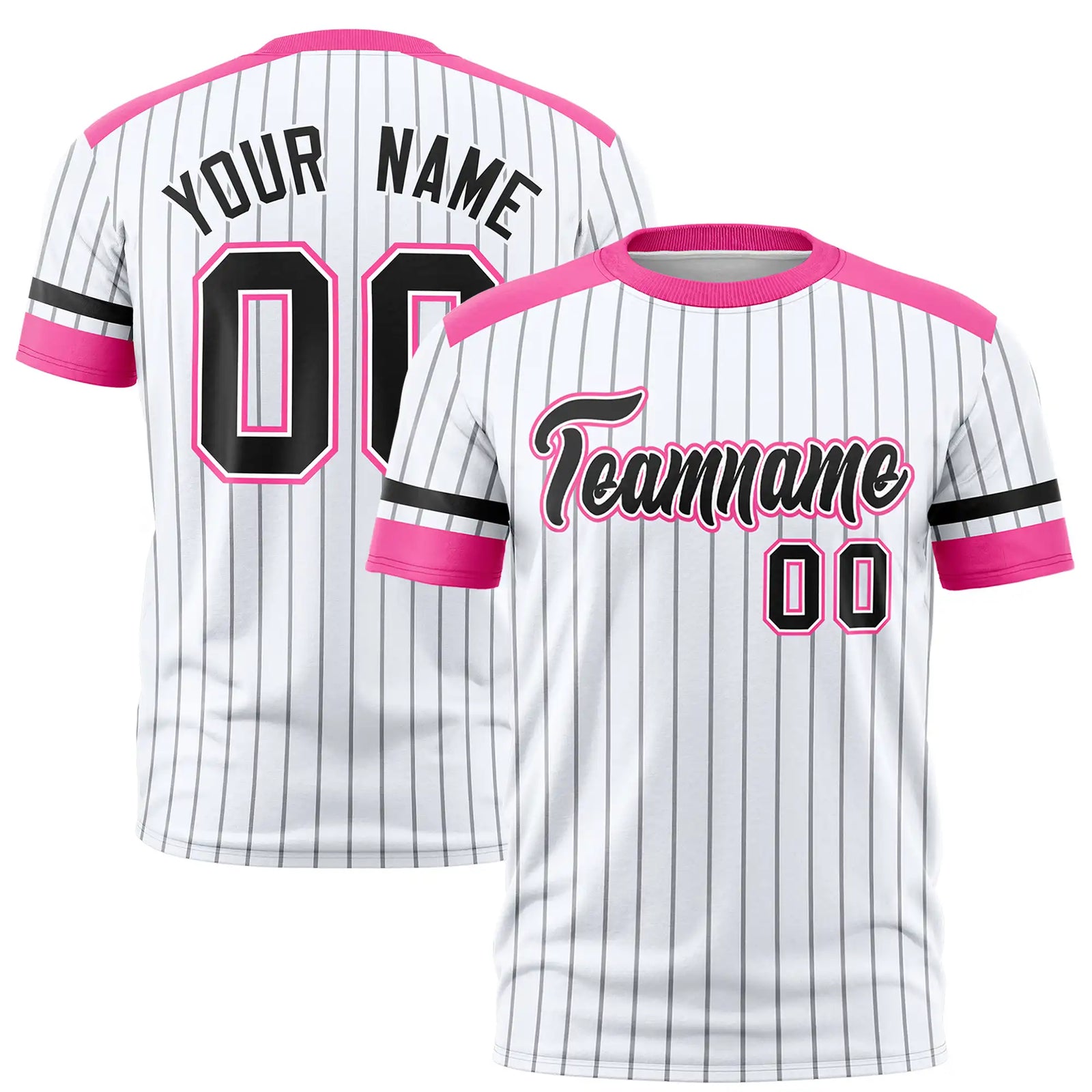 Custom White Gray-Pink Pinstripe Pattern Design Performance T-Shirt