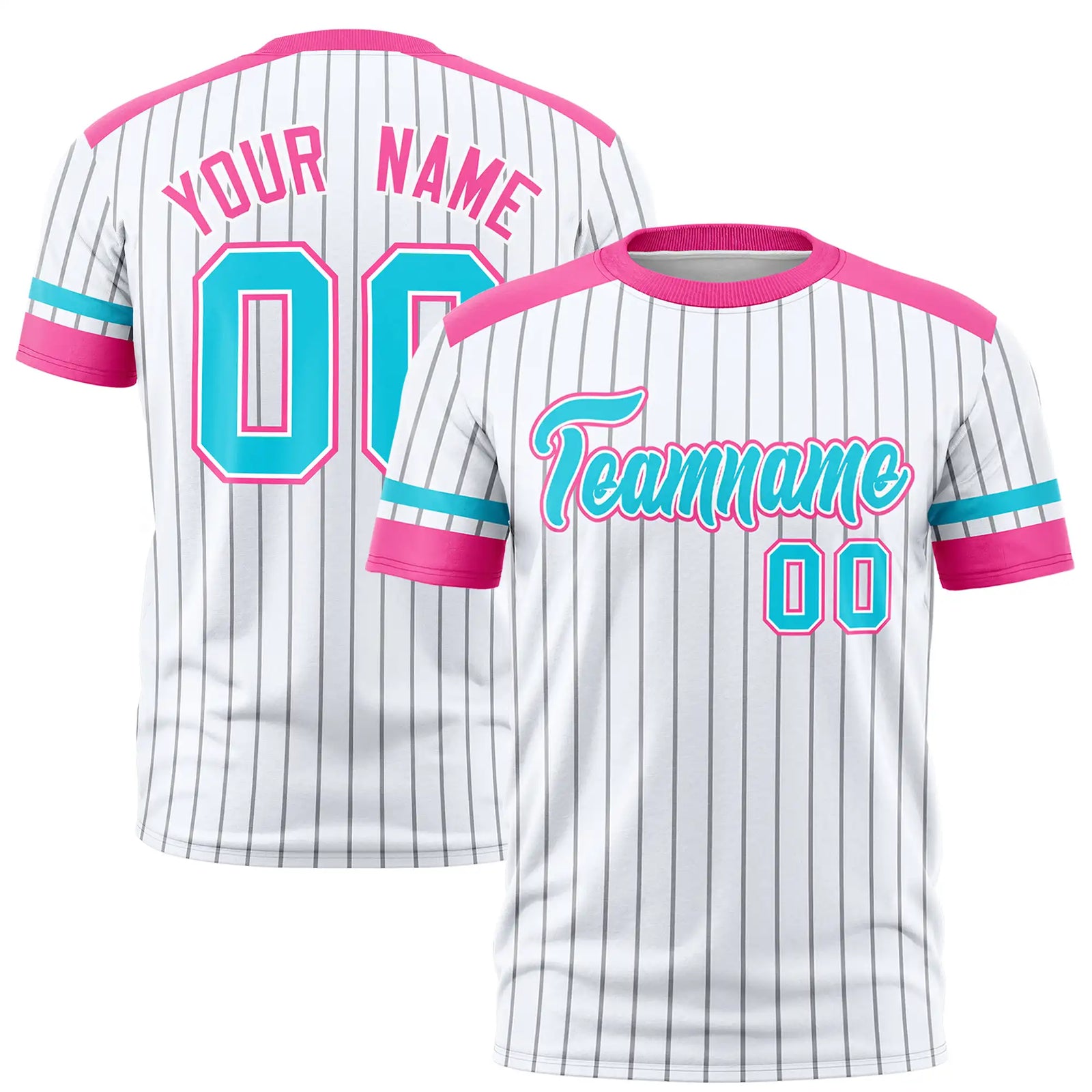 Custom White Gray-Pink Pinstripe Pattern Design Performance T-Shirt