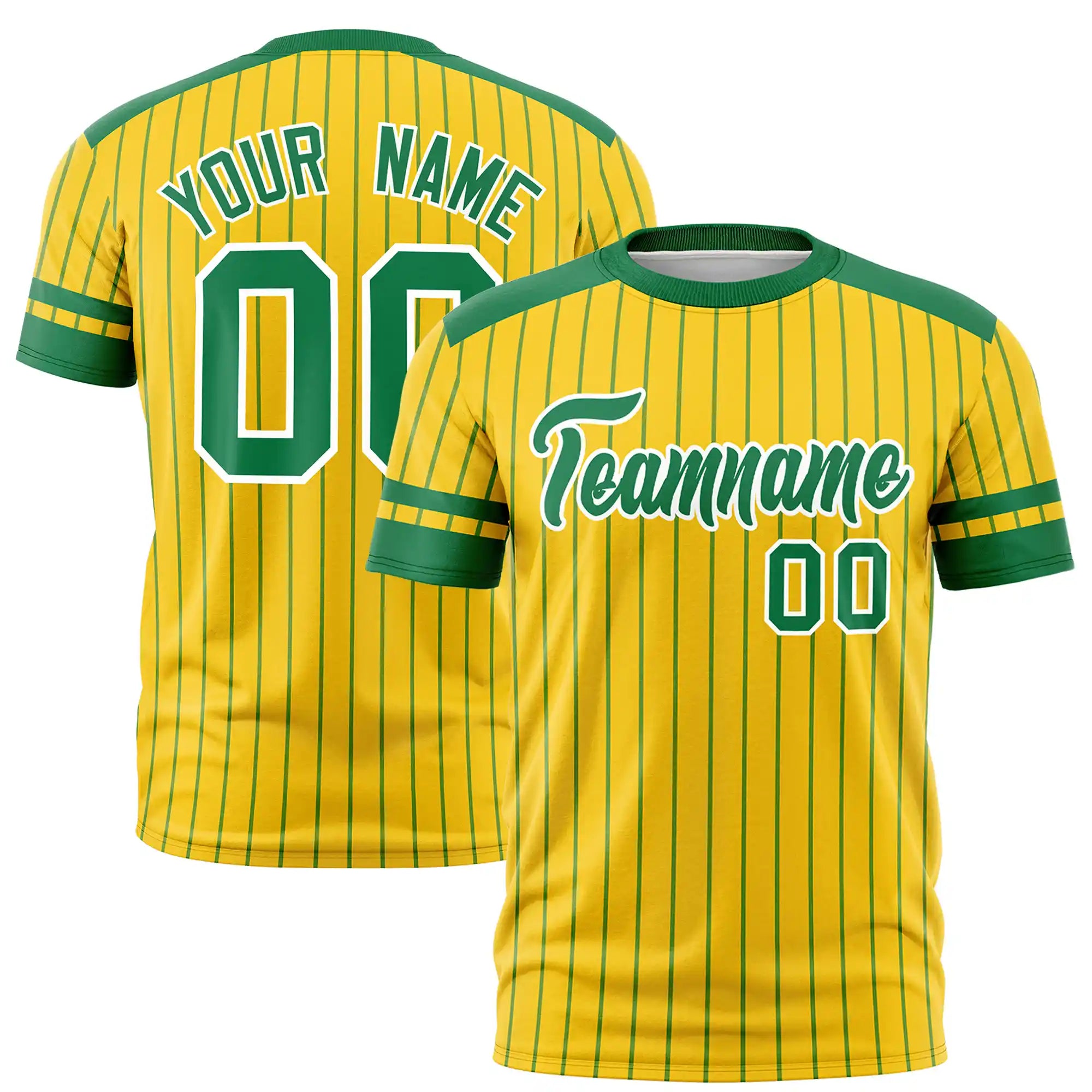 Custom Gold01 Kelly Green-Kelly Green Pinstripe Pattern Design Performance T-Shirt