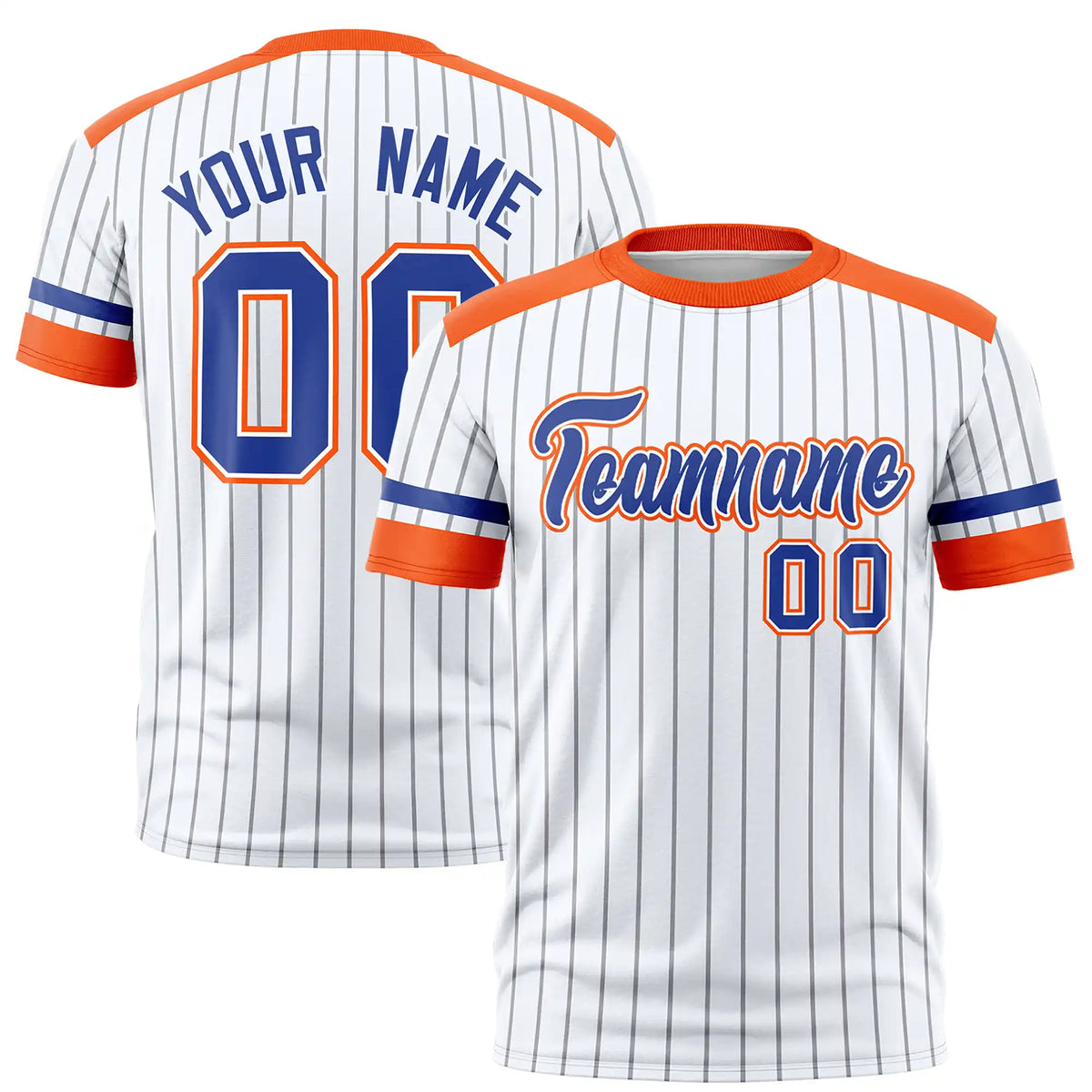 Custom White Gray-Orange Pinstripe Pattern Design Performance T-Shirt