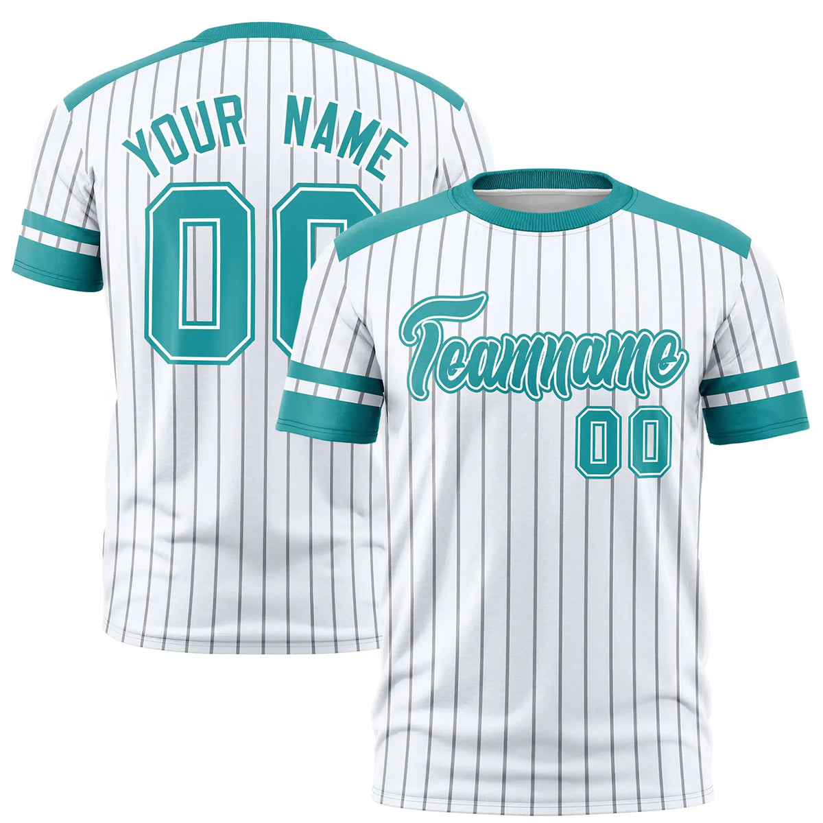 Custom White Gray-Aqua Pinstripe Pattern Design Performance T-Shirt