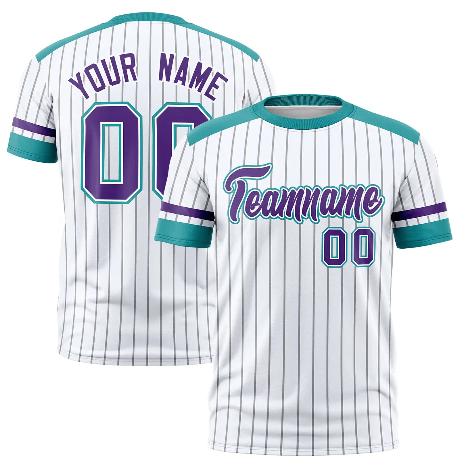 Custom White Gray-Aqua Pinstripe Pattern Design Performance T-Shirt