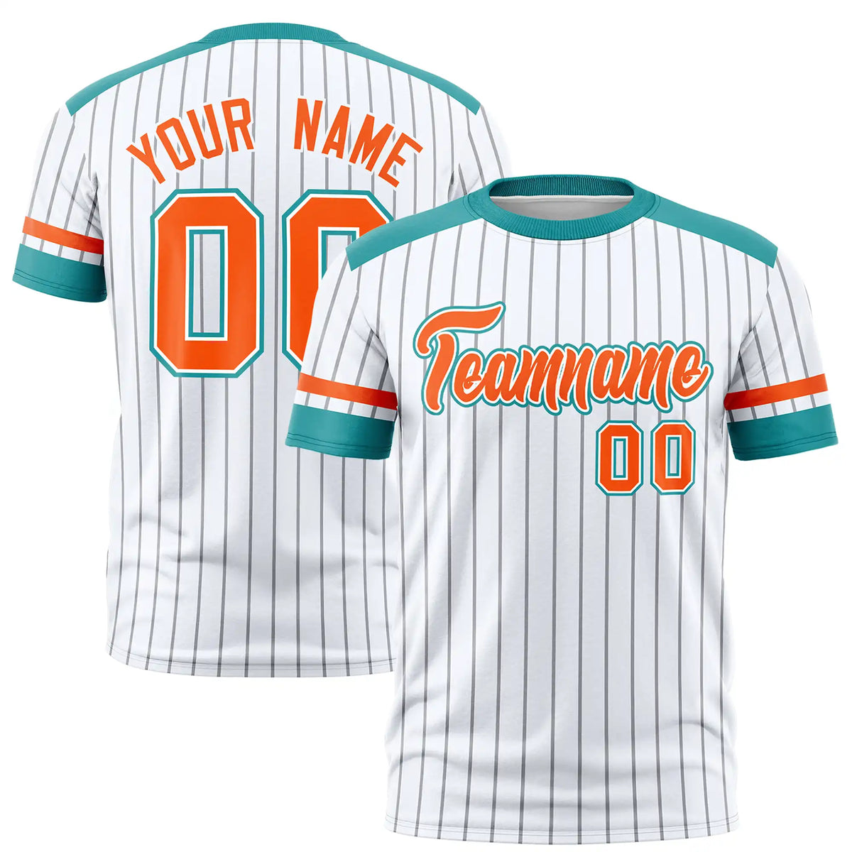 Custom White Gray-Aqua Pinstripe Pattern Design Performance T-Shirt