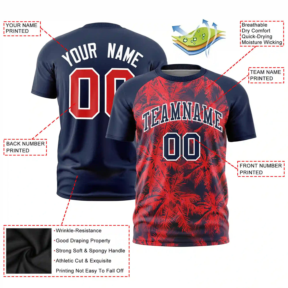 Custom Navy Summer Style  Design  Performance T-Shirt