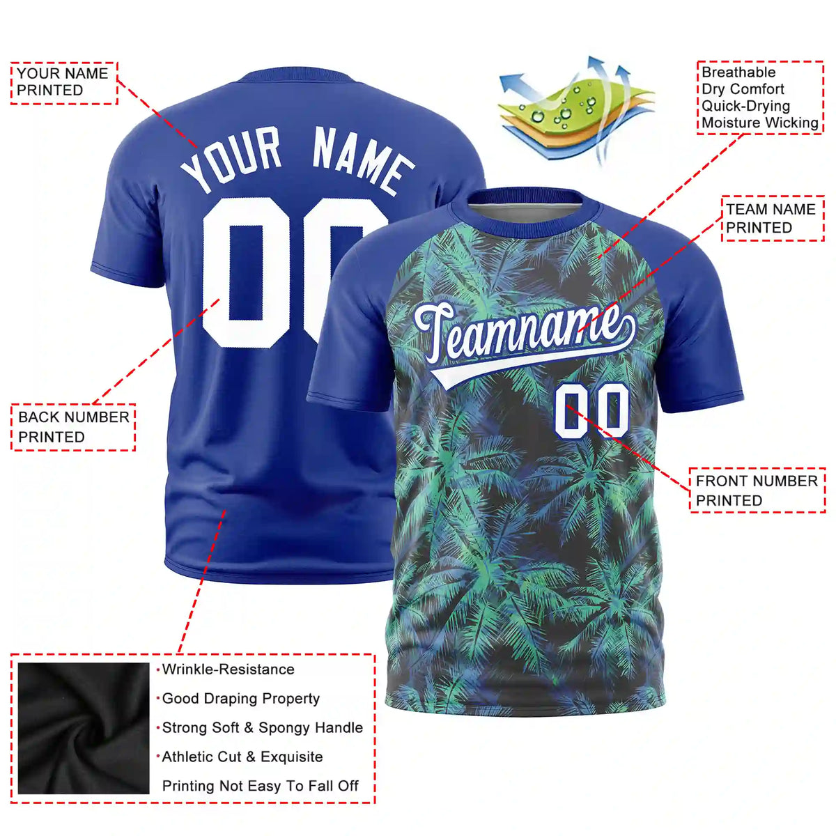 Custom Royal Blue Summer Style  Design  Performance T-Shirt