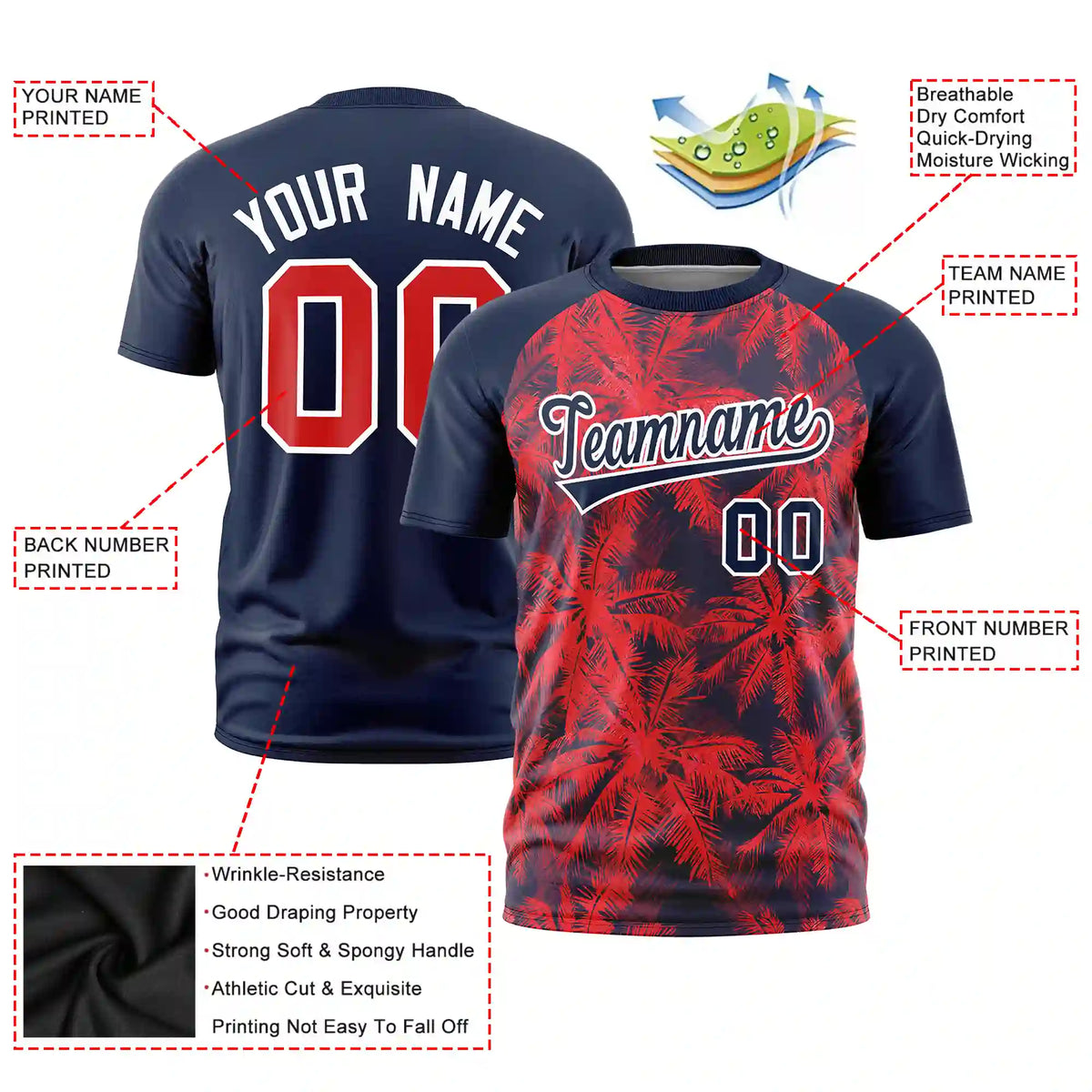 Custom Navy Summer Style  Design  Performance T-Shirt