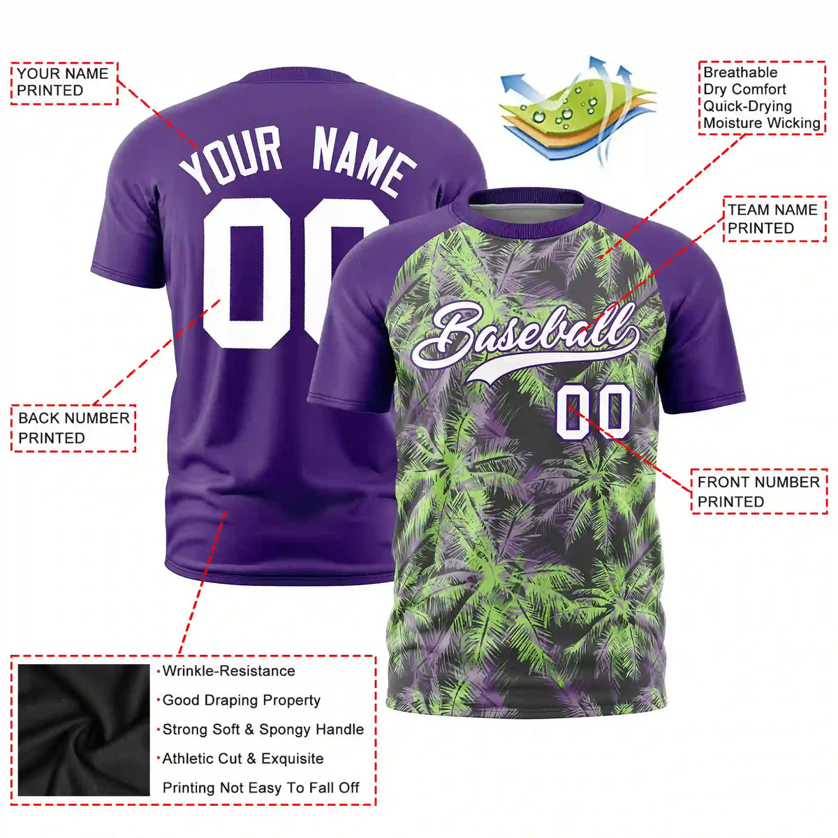 Custom Purple Summer Style  Design  Performance T-Shirt