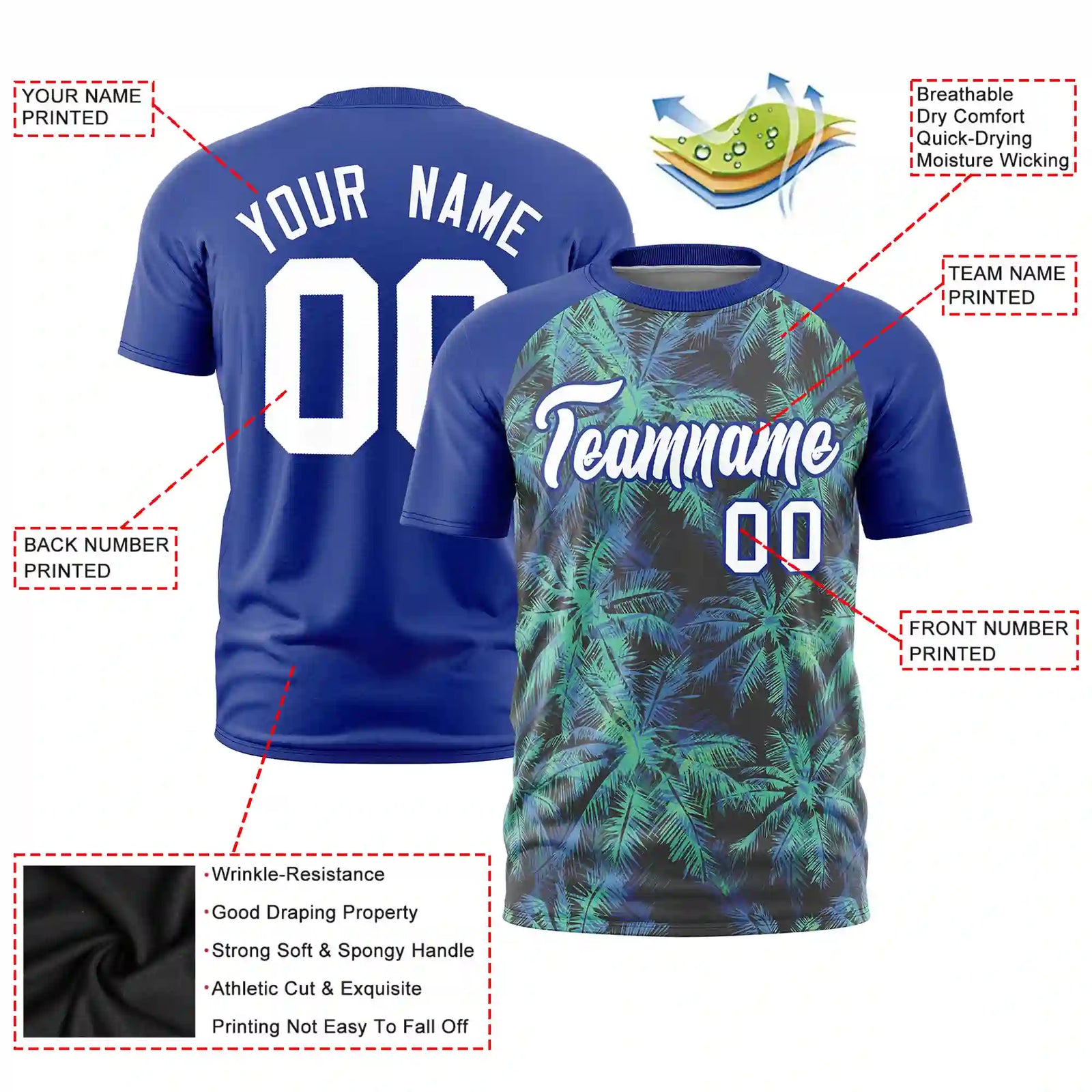 Custom Royal Blue Summer Style  Design  Performance T-Shirt