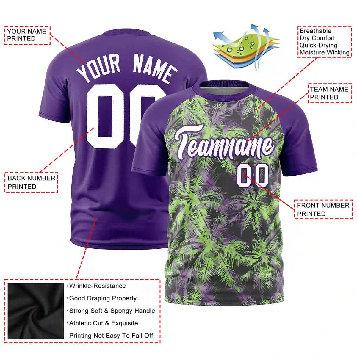 Custom Purple Summer Style  Design  Performance T-Shirt